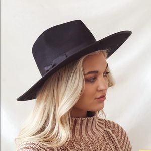 Rancher Black Wool Fedora Hat